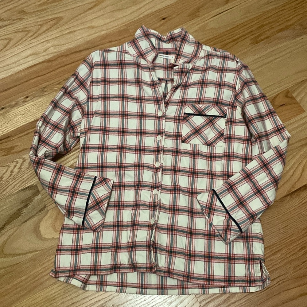 Marine Layer Pajama Top Flannel Classic Red Plaid Womens M Warm Cozy Winter